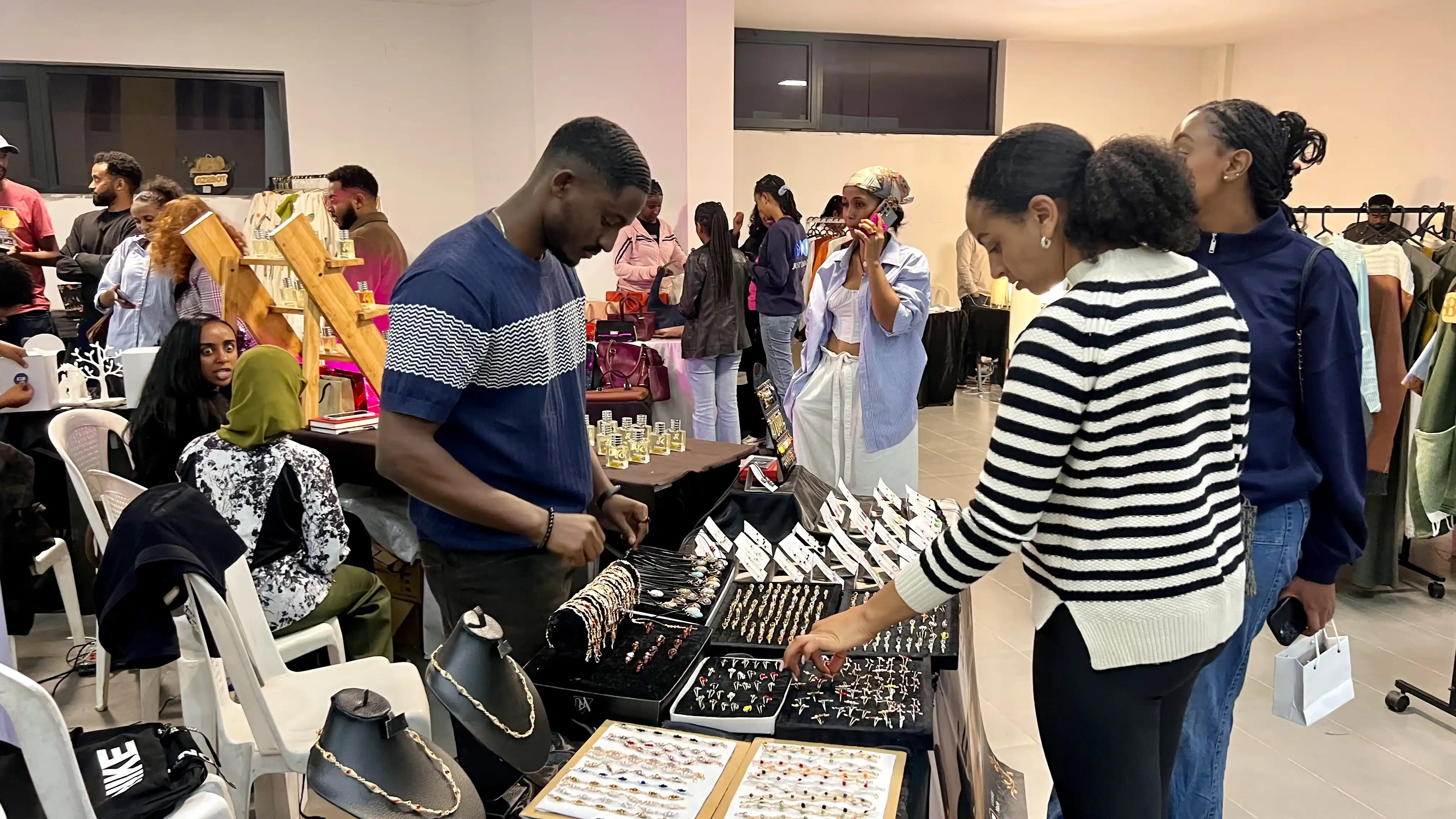 Biruh Getnet Aklog at a jewelry exhibition